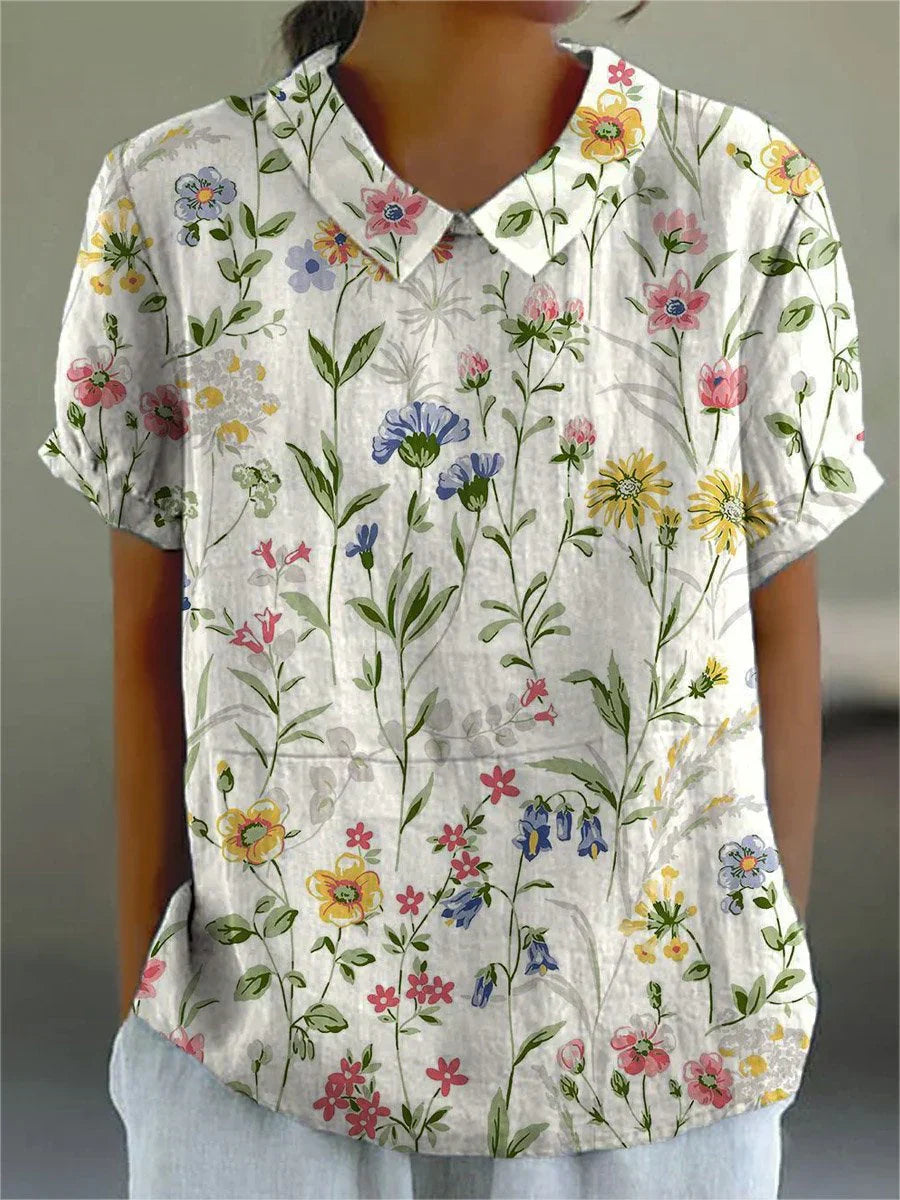 EP | T-shirt en lin et coton avec motif imprimé