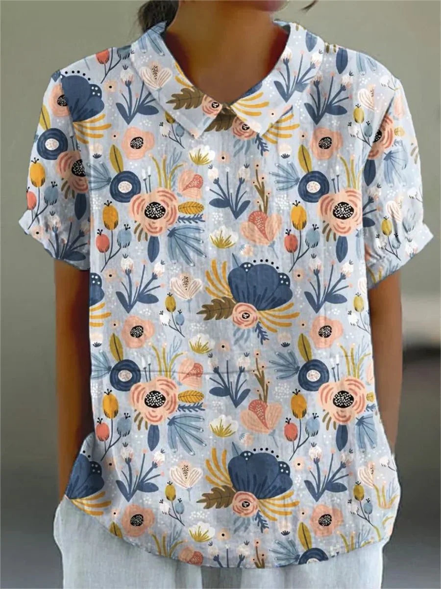 EP | T-shirt en lin et coton avec motif imprimé