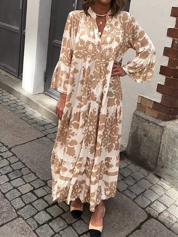 EP | Robe maxi attractive avec décolleté en V et manches 3/4
