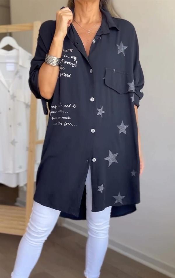 EP | Chemise à une rangée d'étoiles imprimées avec revers