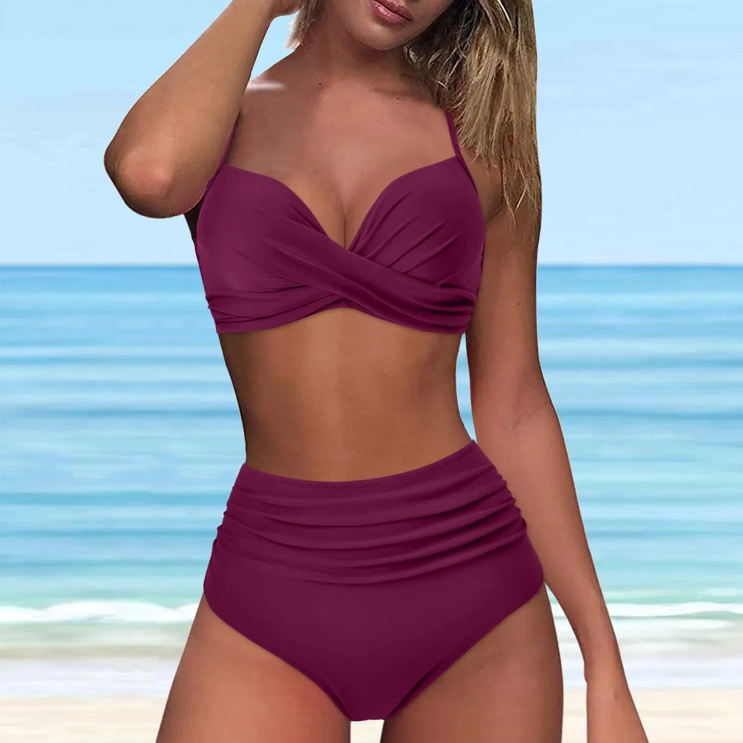 EP | Bikini taille haute avec haut twisté sur le devant