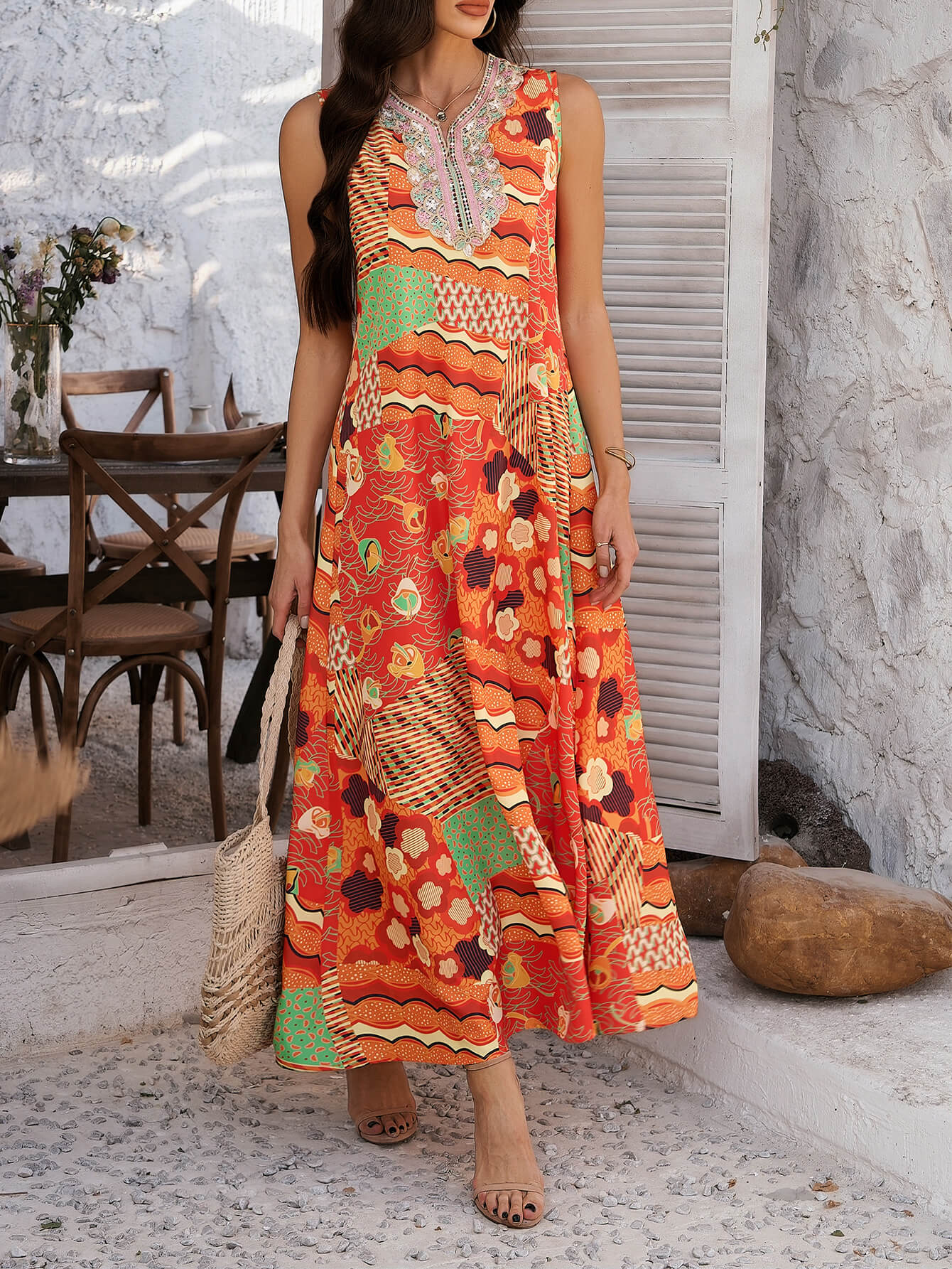 EP | Robe midi à imprimé ethnique