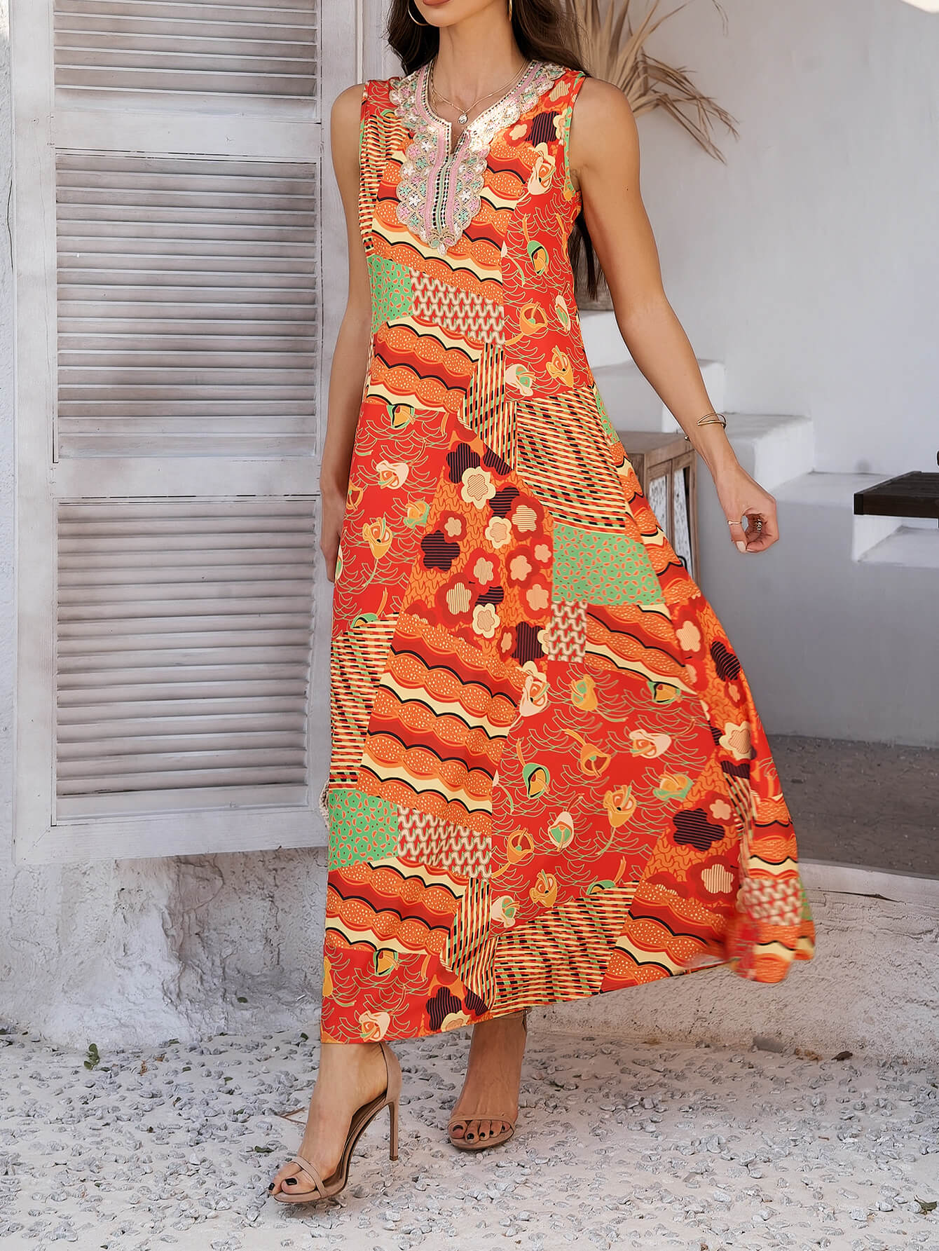 EP | Robe midi à imprimé ethnique