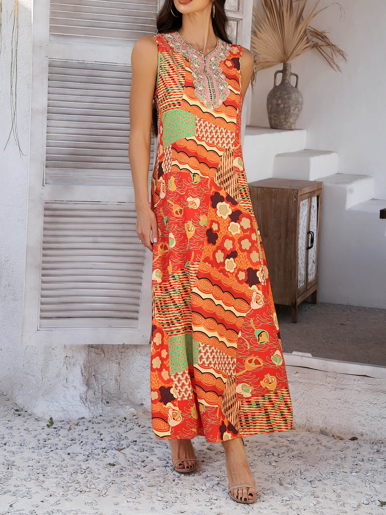 EP | Robe midi à imprimé ethnique