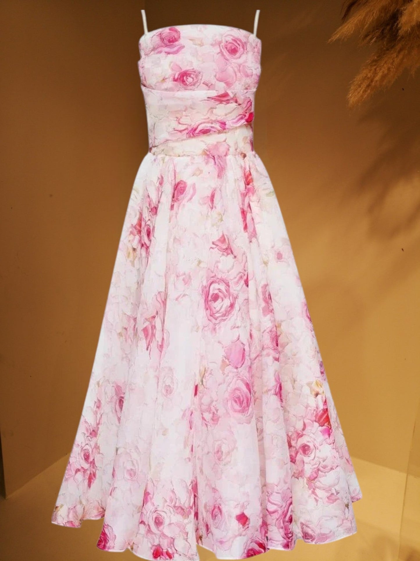 EP | Robe midi sans manches pour femme avec imprimé floral et coupe structurée