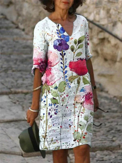 ND | Robe midi imprimée avec décolleté en V