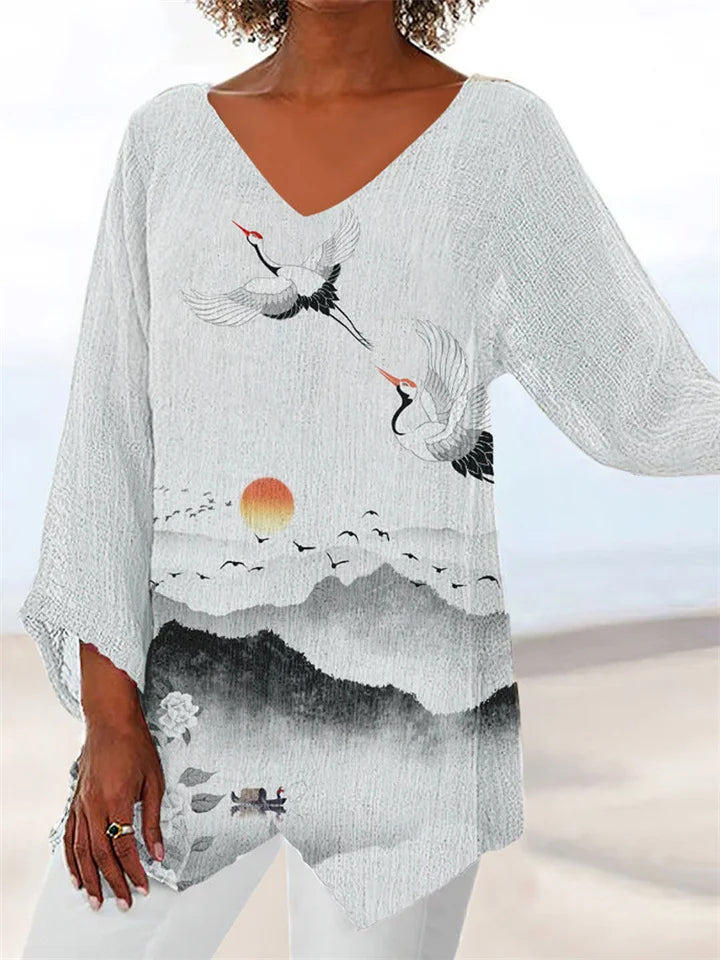 ND | Blouse ample imprimée avec encolure en V
