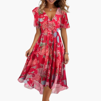 EP | Robe midi d'été pour femme avec ourlet haut et décolleté en V