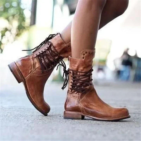 ND | Bottes à lacets vintage en cuir