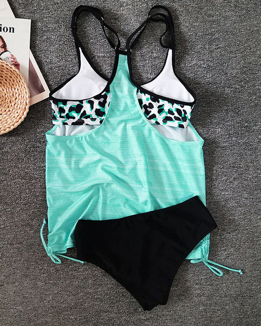 EP | Tankini monochrome avec imprimé léopard