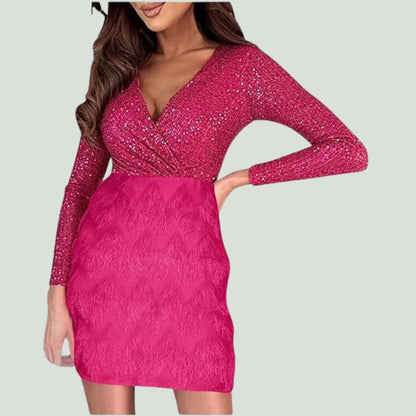 EP | Robe Heidi-Mode avec paillettes et décolleté en V