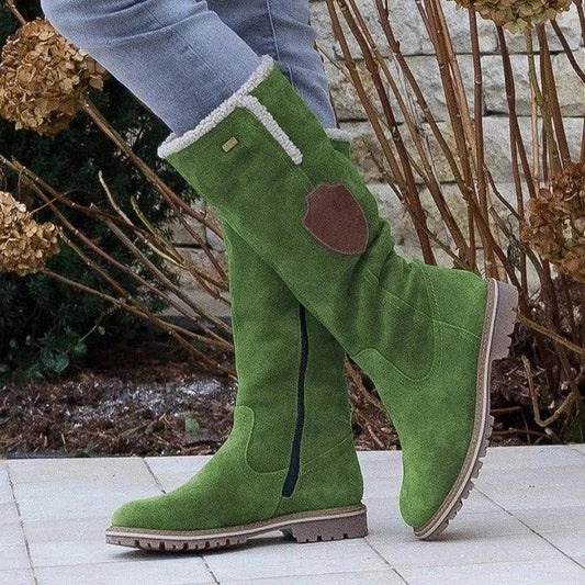 EP | Mode Bottes de neige plates à genou avec fermeture éclair