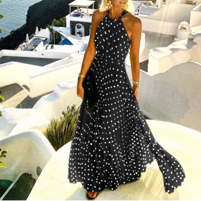 EP | Longue robe de plage avec col moderne, estivale, sans manches