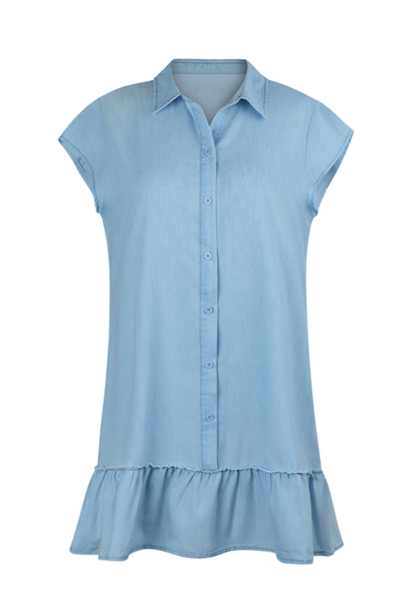 EP | Robes de ville décontractées A-ligne avec boucle fixe et volants et col POLO
