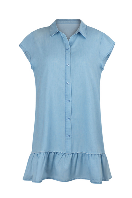 EP | Robes de ville décontractées A-ligne avec boucle fixe et volants et col POLO
