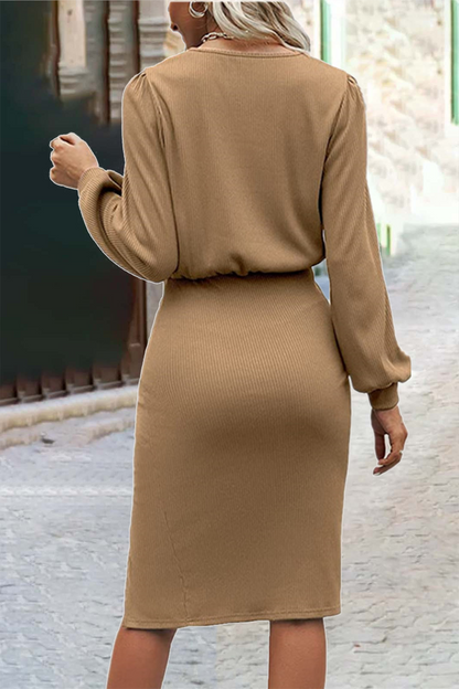 EP | Robes jupes simples à la mode avec décolleté en O et jupe à un seul niveau