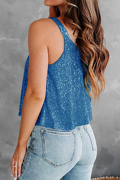 EP | Sexy Casual Paillettes solides O cou Camis(7 couleurs)
