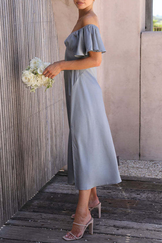 EP | Robe midi en satin à motif bardot