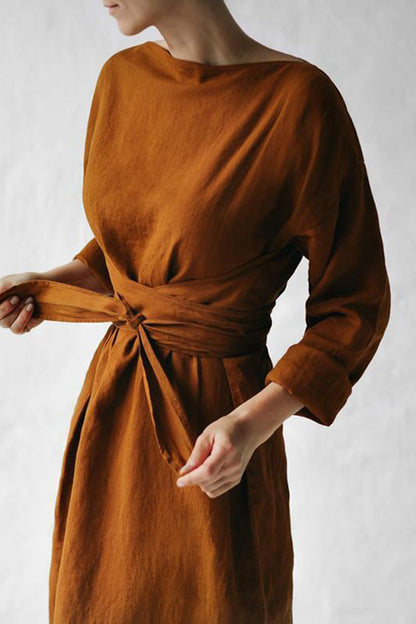 EP | Robe midi en lin avec ceinture