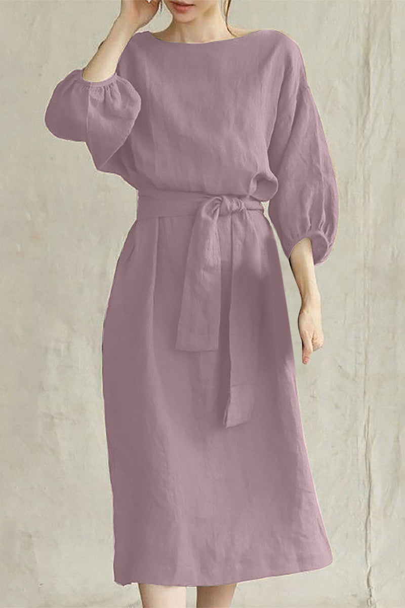 EP | Robe midi en lin avec ceinture