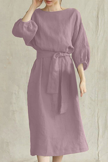 EP | Robe midi en lin avec ceinture