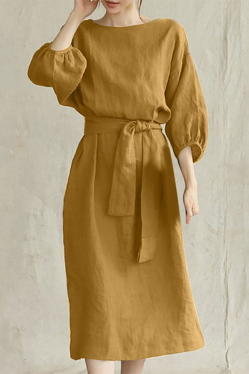 EP | Robe midi en lin avec ceinture