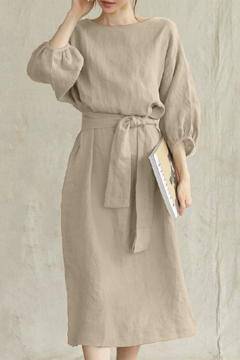EP | Robe midi en lin avec ceinture