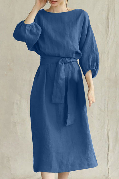 EP | Robe midi en lin avec ceinture