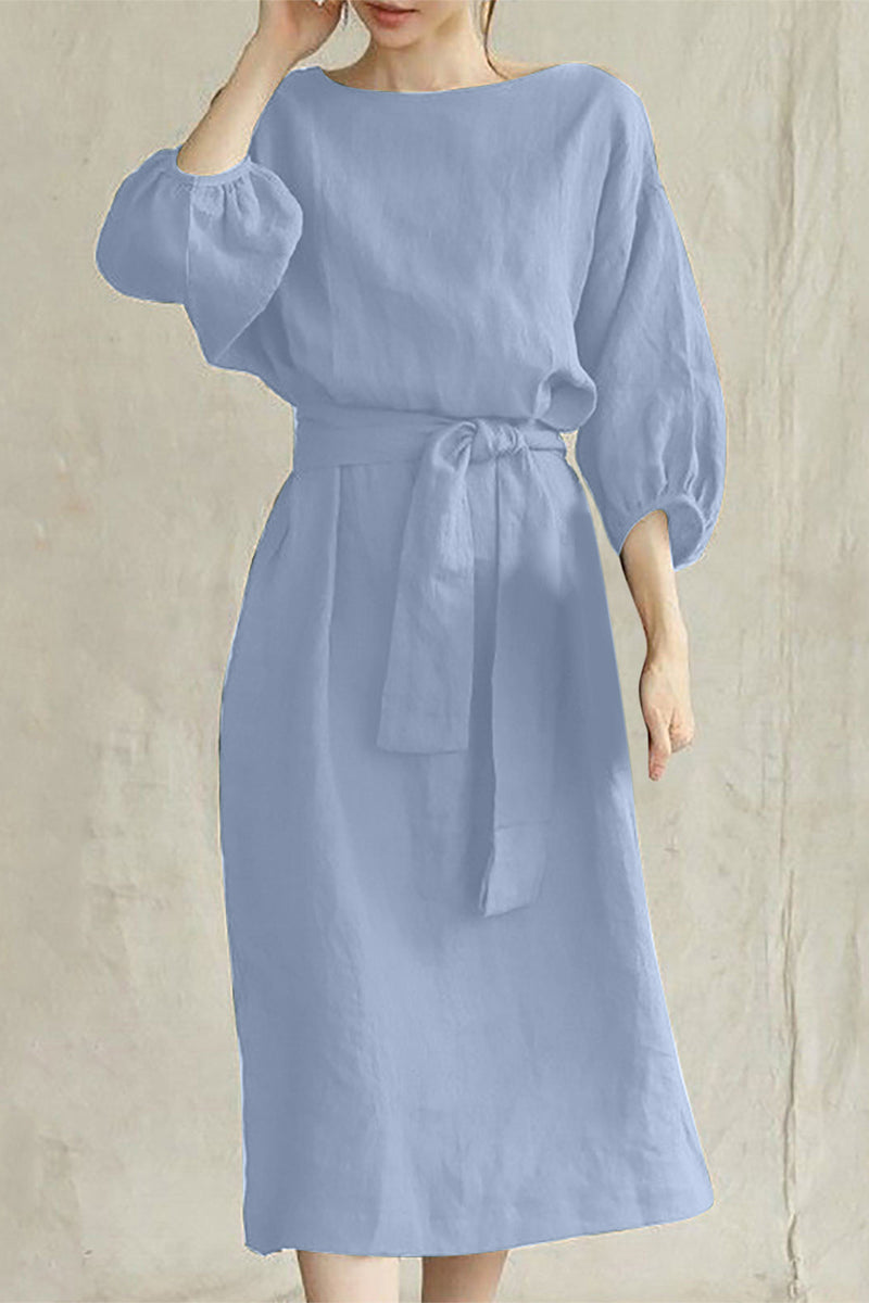 EP | Robe midi en lin avec ceinture
