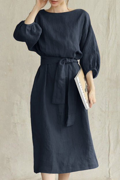 EP | Robe midi en lin avec ceinture