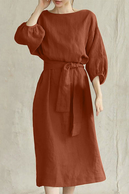 EP | Robe midi en lin avec ceinture