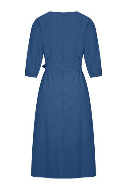 EP | Robe midi en lin avec ceinture