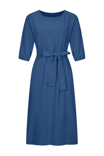 EP | Robe midi en lin avec ceinture