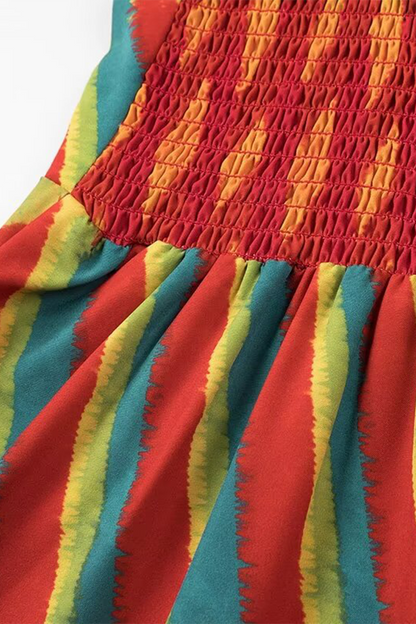 EP | Elégantes robes sling avec contraste de patchwork rayé et décolleté en V