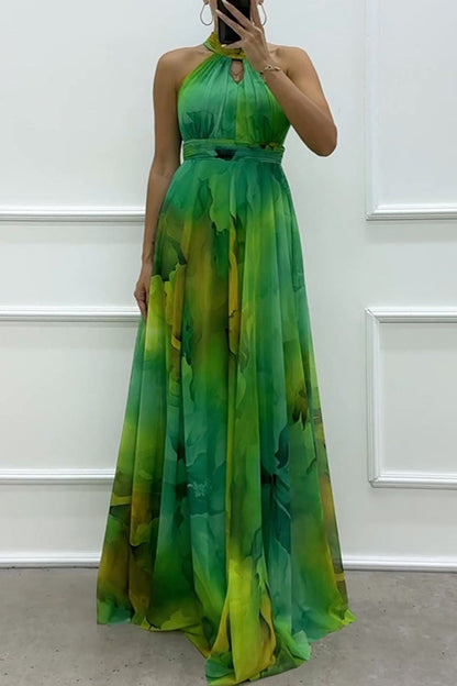 EP | Robe de soirée sexy en dégradé avec laçage et tour de cou contrasté (3 couleurs)