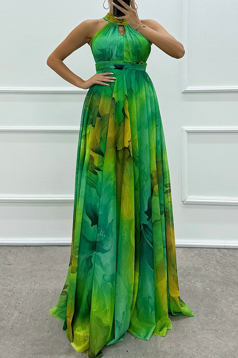 EP | Robe de soirée sexy en dégradé avec laçage et tour de cou contrasté (3 couleurs)