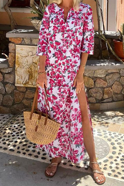 EP | Robes élégantes imprimées avec fente et décolleté en V et imprimé floral