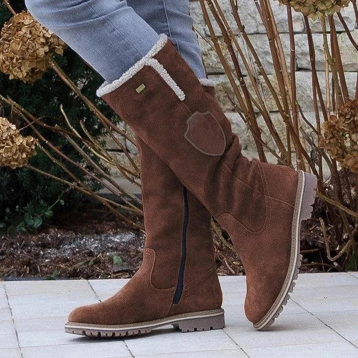 EP | Mode Bottes de neige plates à genou avec fermeture éclair