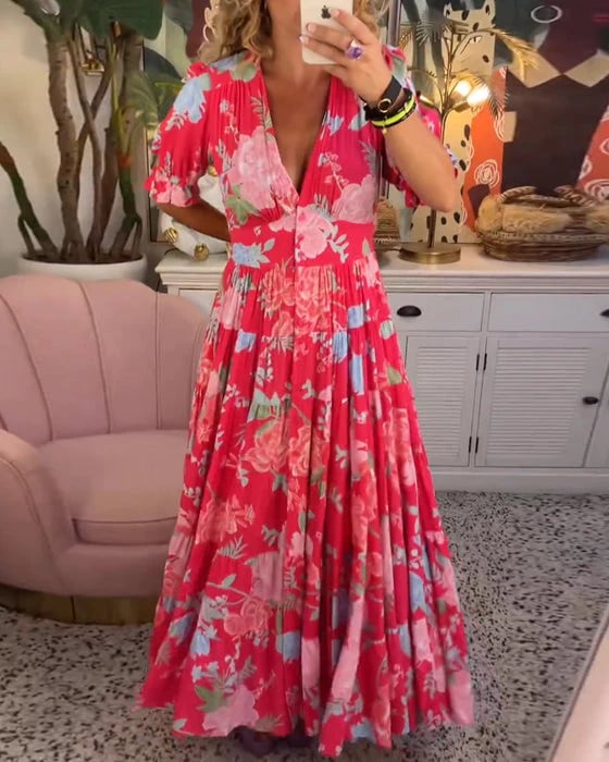 EP | Robe à imprimé floral et décolleté en V