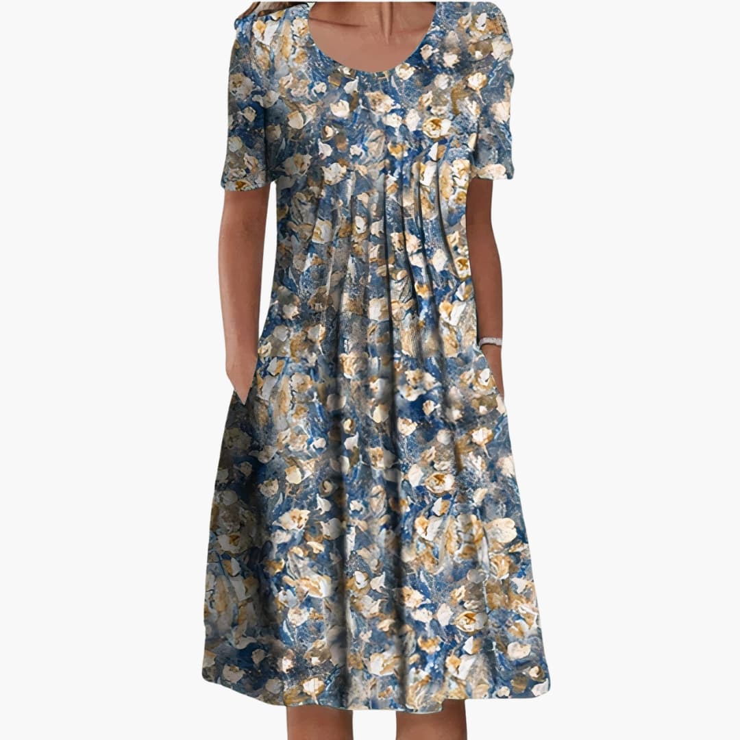EP | Robe midi d'été pour femme avec imprimé floral et manches courtes