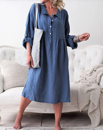 EP | Robe basique boutonnée à col chemise et manches longues