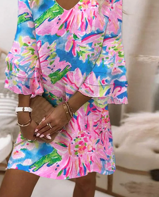 EP | Sweet Pink Mini-robe à manches cloche