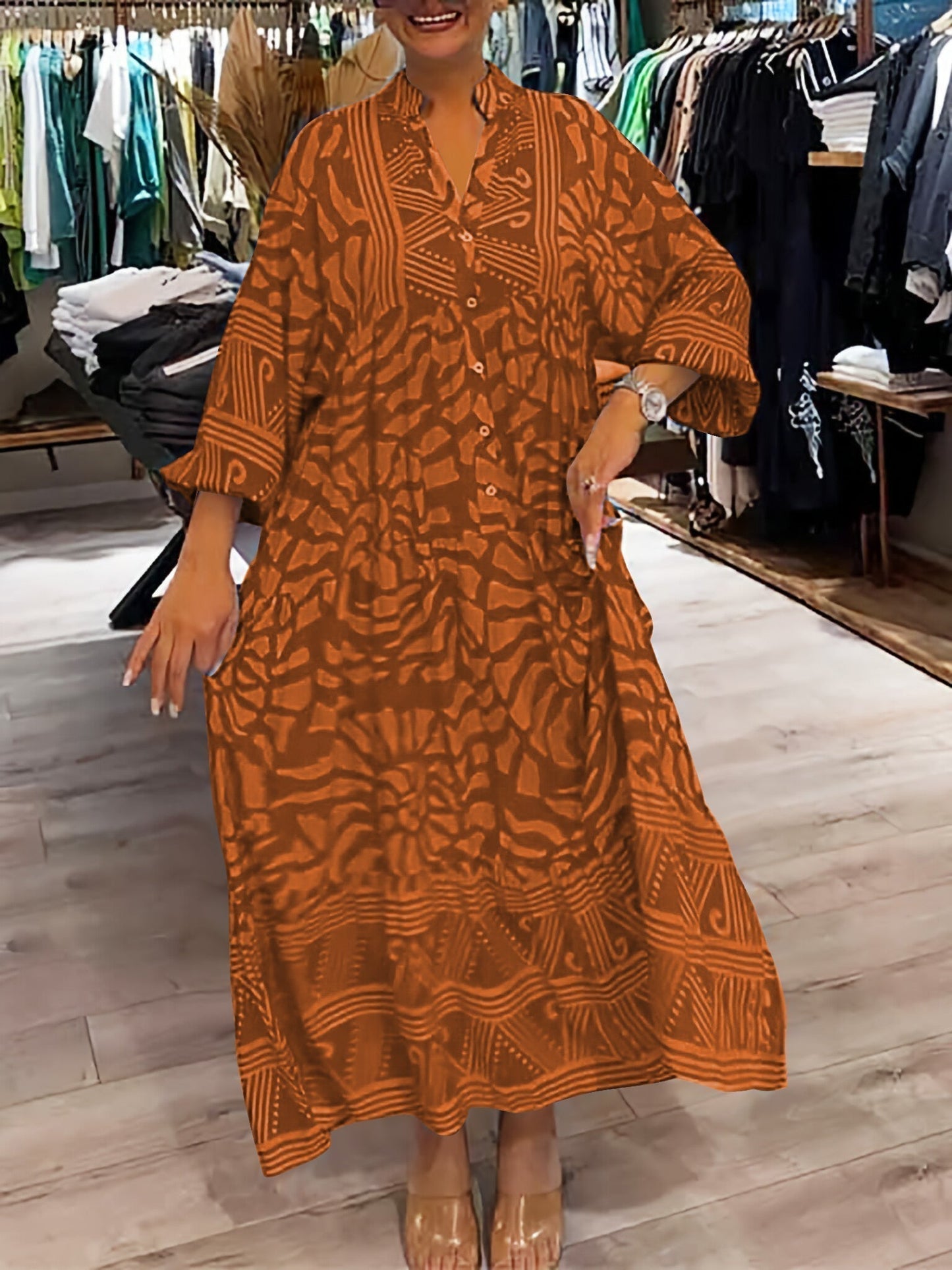 EP | Robe midi sans effort avec décolleté en V