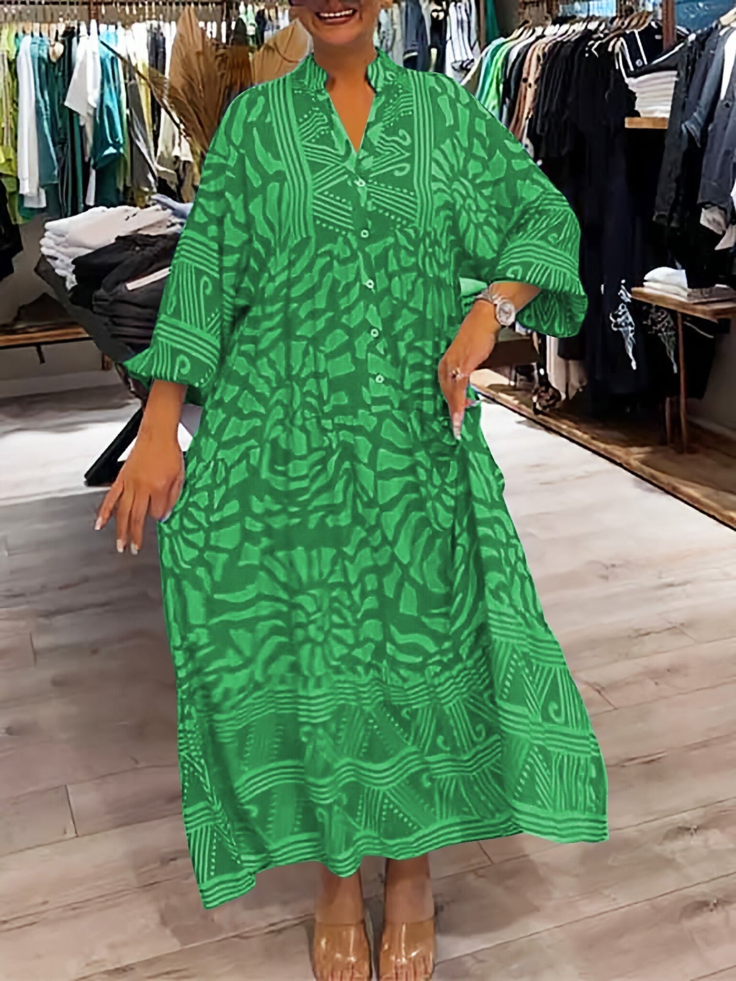 EP | Robe midi sans effort avec décolleté en V