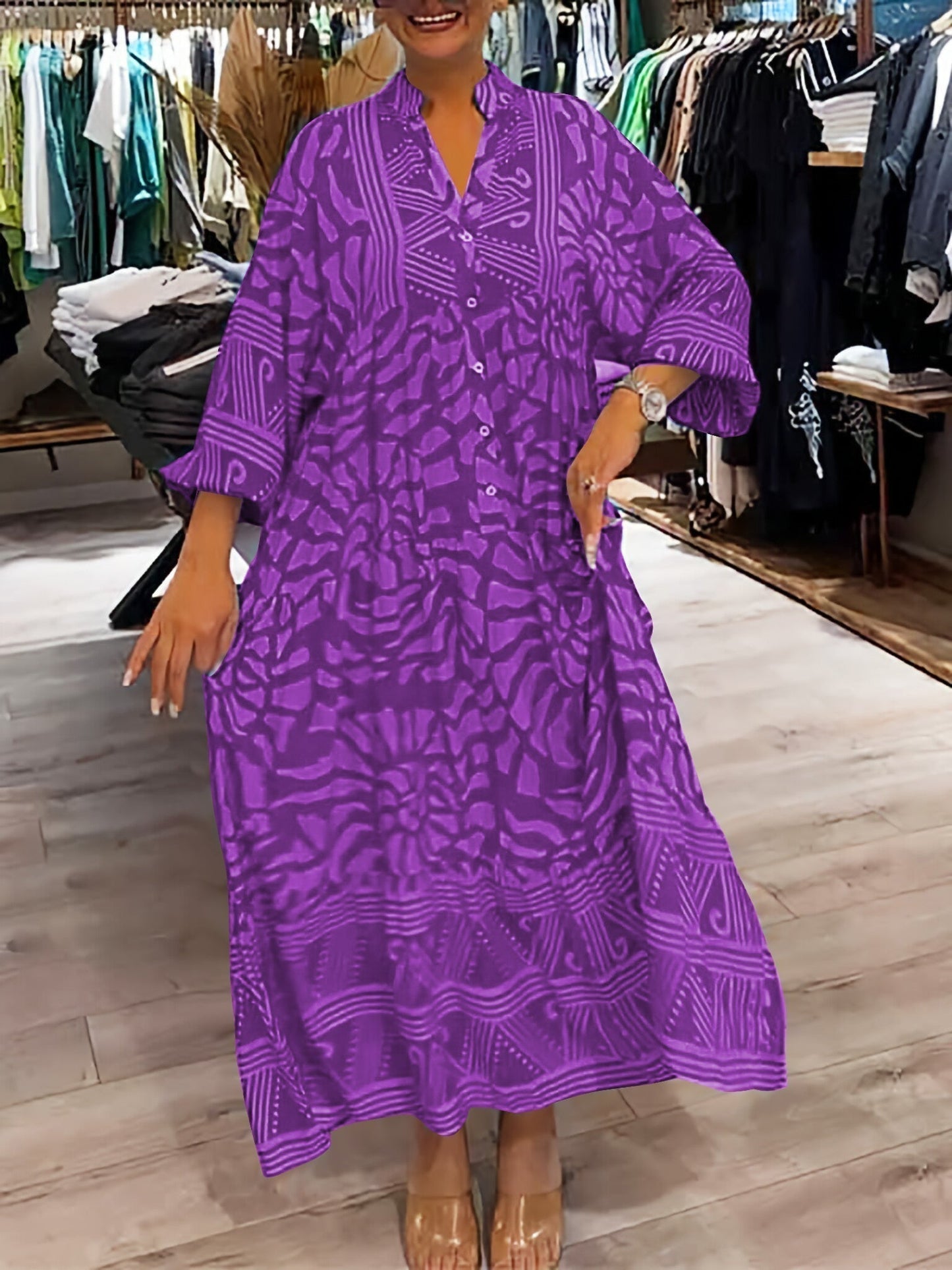 EP | Robe midi sans effort avec décolleté en V