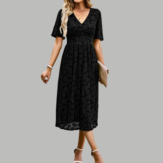 EP | Robe midi en dentelle avec décolleté en V