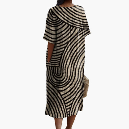 EP | Robe midi à manches courtes pour femme avec motif graphique
