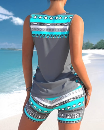 EP | Ensemble tankini à motifs géométriques