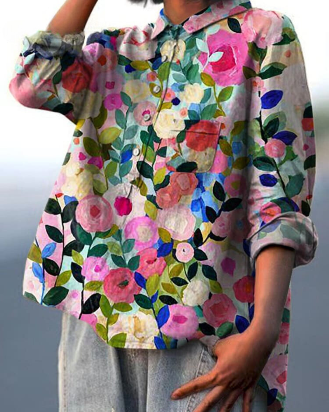 EP | Chemisier en soie chic avec fleurs
