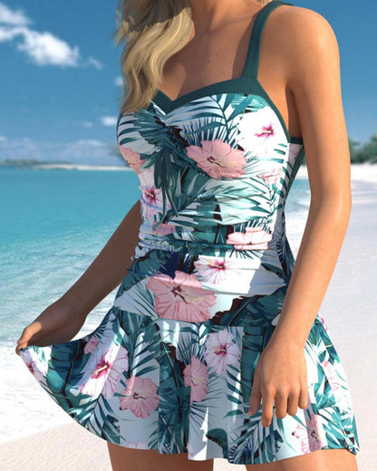 ND | Maillot de bain tropical avec jupe à fleurs